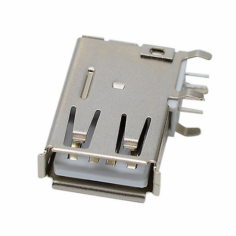 USB2.0连接器 AF 侧插母座90度弯脚卷边长体19.5